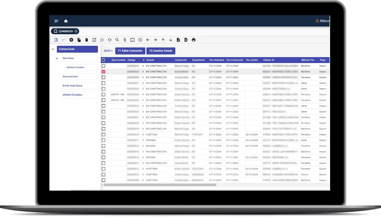 BitácoraERP - Gestión de clientes y tarifas configurables por zona