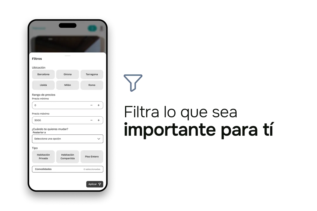 Flatmatch - Filtros de búsqueda previos al swipe