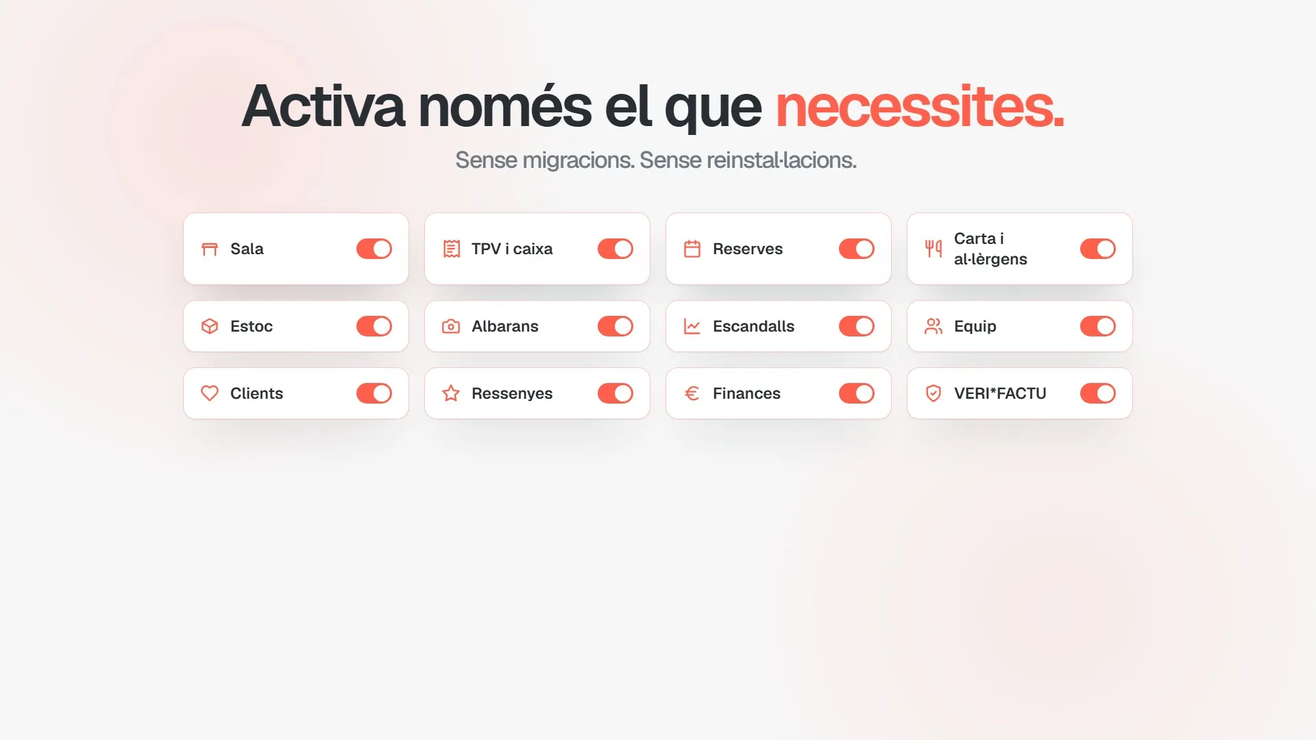 Módulos de Sobretaula conectados sobre un mismo modelo de datos